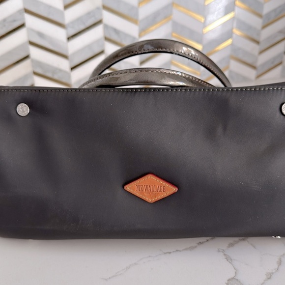 MZ Wallace Tote Bag Medium Dark Gray Nylon with With Pouch Silver Hardware - Picture 13 of 16